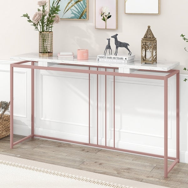 MDF Top Console Table with Metal Frame for Entryway， Hallway