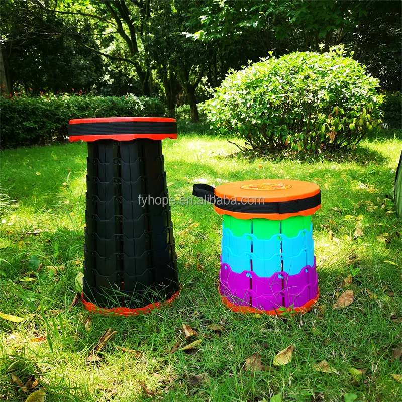 Portable Plastic Telescopic Camping Stool Plastic Collapsible Camping Picnic Stool