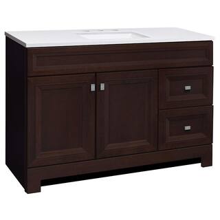 Home Decorators Collection Sedgewood 48.5 in. W Configurable Bath Vanity in Cognac with Solid Surface Top in Arctic with White Sink PPLNKDCG48D