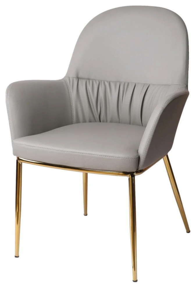 Melinda Modern Gray Leatherette  ampGold Accent Chair   Midcentury   Armchairs And Accent Chairs   by V.S.D Furniture  Houzz