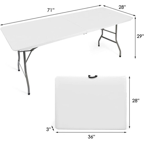 6FT Outdoor Folding Table，FoldinHalf Camping Table w/Handle