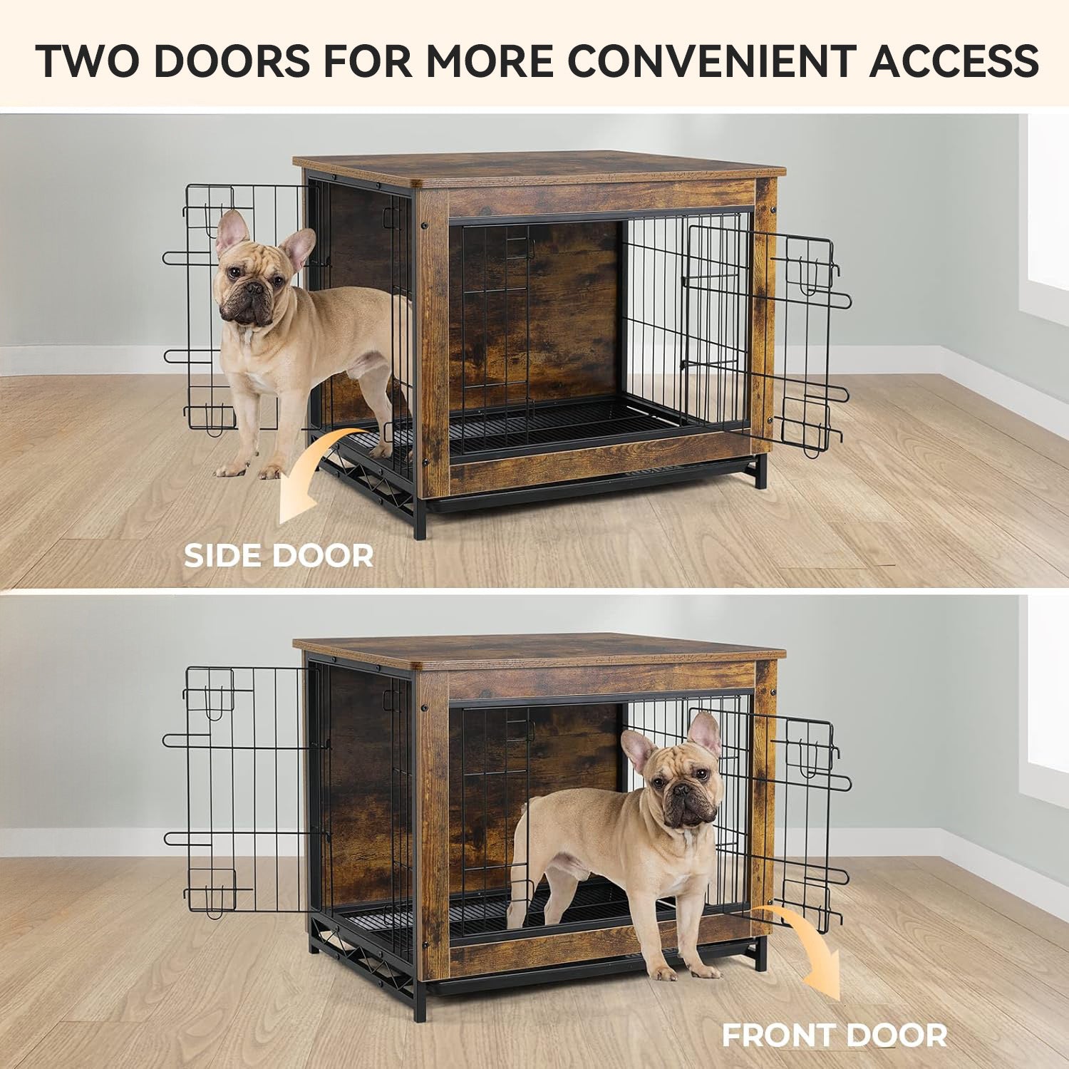 Dog Crate Furniture 29-inch Side End Table, Dog Cage with Pull-Out Removable Tray for Small Pets