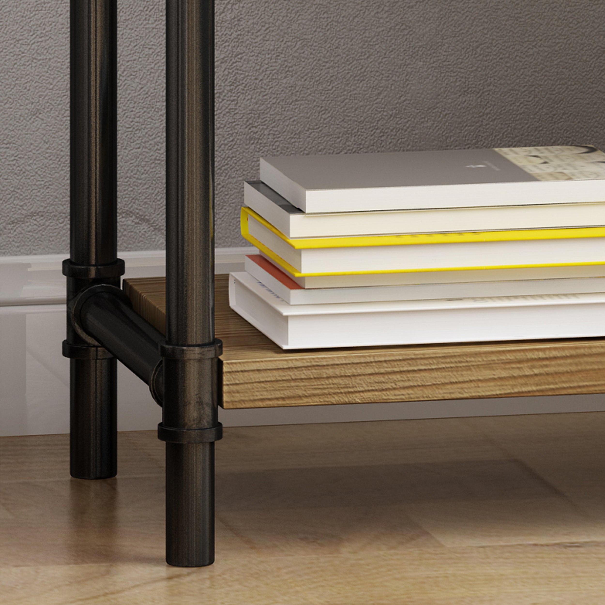 Astrid Industrial Pipe Design 4-Shelf Etagere Bookcase