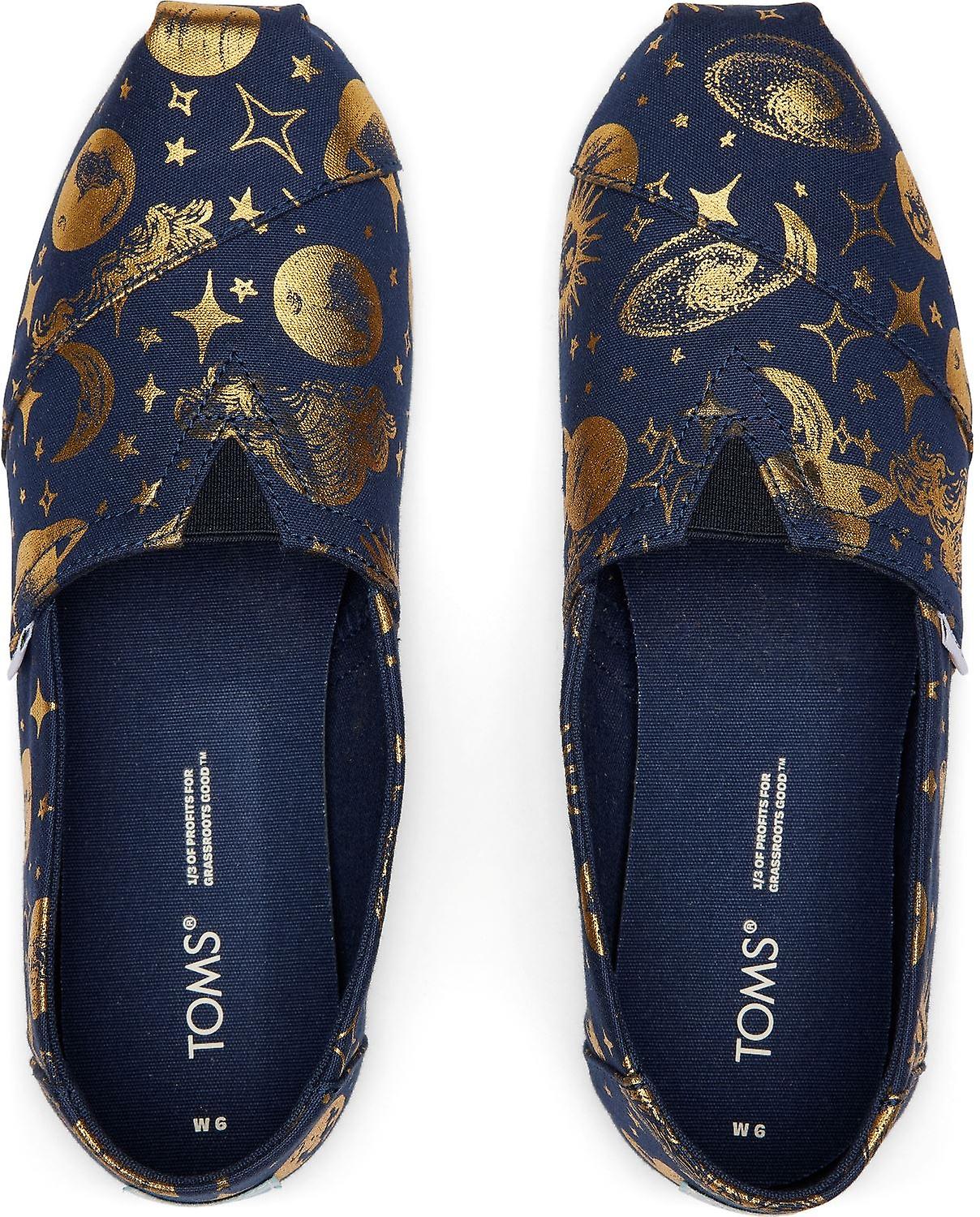 Toms Alpargata Navy Gold Foil Womens Espadrilles Slipons