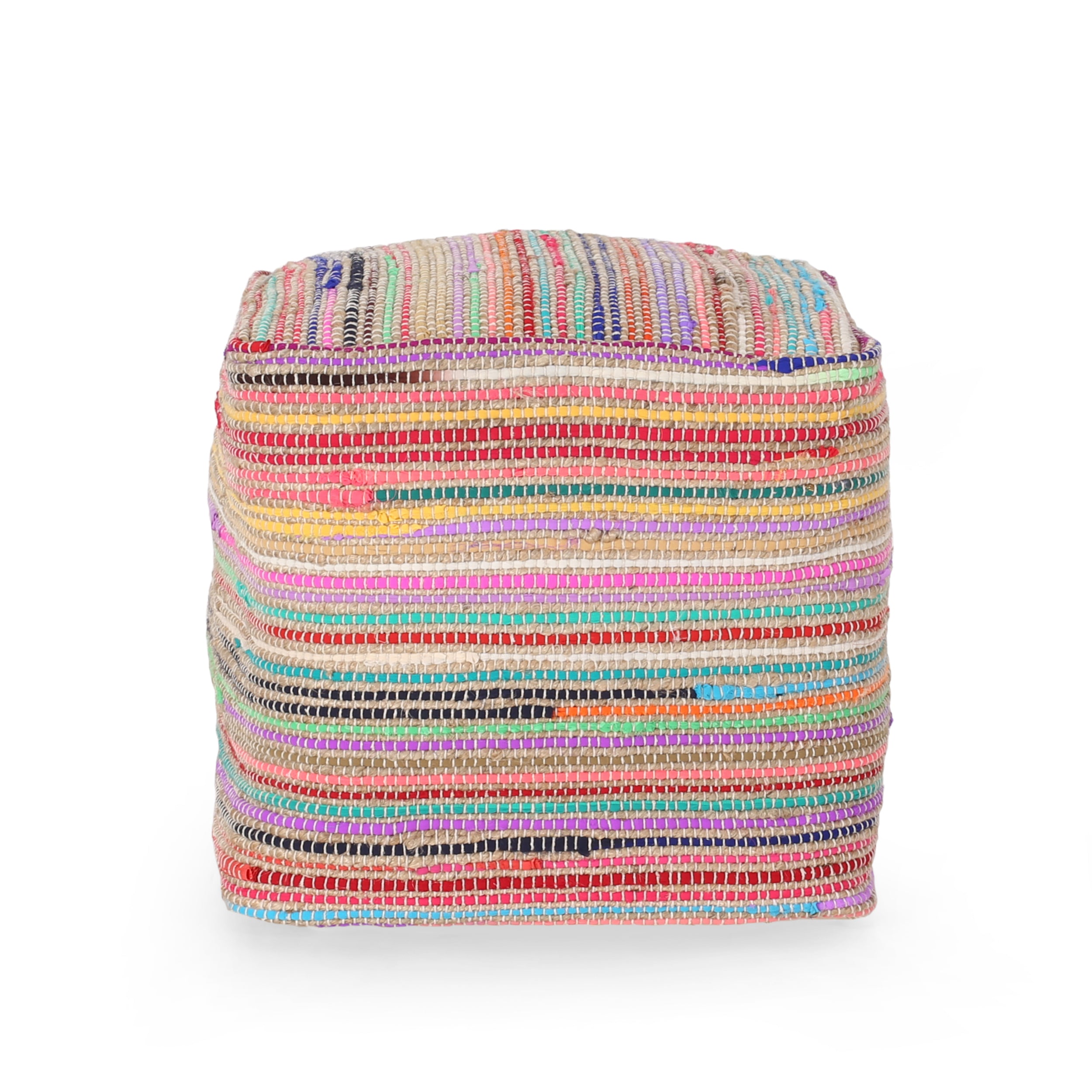 Kenta Boho Jute and Chindi Pouf