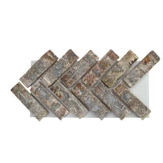 Old Mill Brick 28 in. x 10.5 in. x .0.5 in. Brickwebb Herringbone Seaside Thin Brick Sheets (Box of 4-Sheets) BWH-370050CS