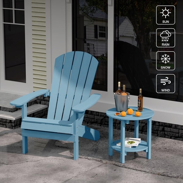 WINSOON All Weather HIPS Outdoor Side Table，Round Table