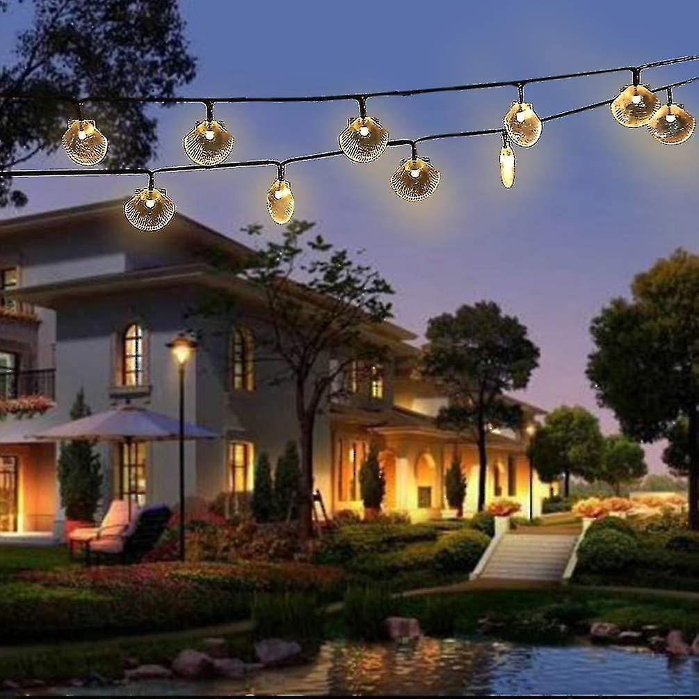 Shell Solar String Lights， 6m， 30 Lights， Wedding Christmas Birthday Holiday Room Courtyard Decorati