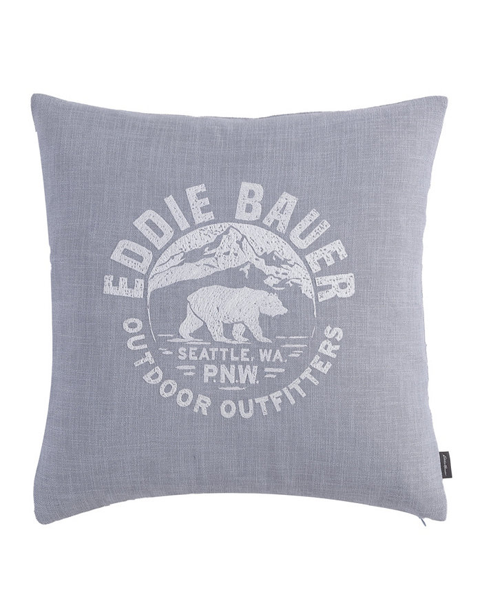 Eddie Bauer Bear Outdoor Outfitters Square Pillow Cover， 20 x 20