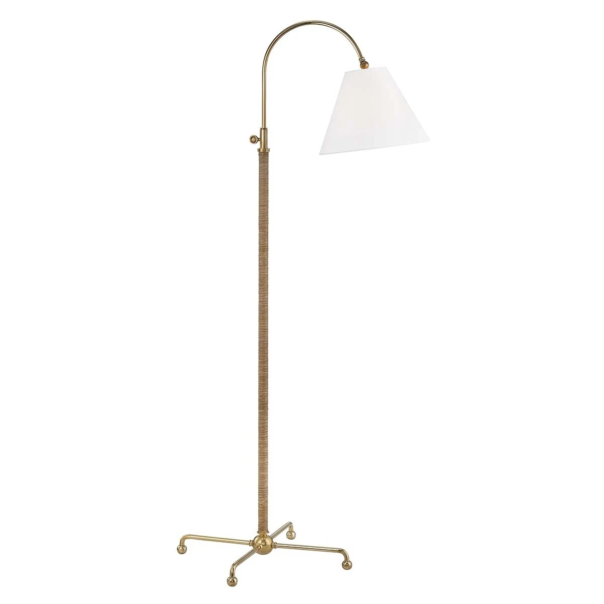 Hudson Valley Curves No.1 by Mark D. Sikes 1 Light Aged Brass Floor Lamp with Off-White Linen