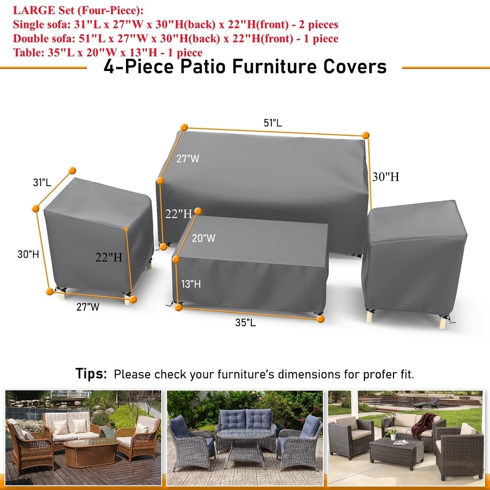 Outdoor Patio Furniture Covers 4 Piece Set Furniture Cover Waterproof