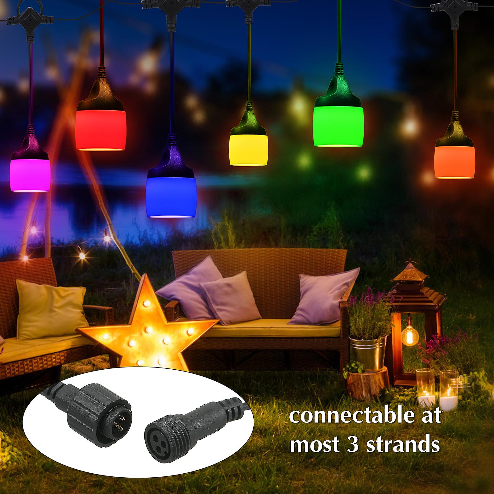 Leds String Light With Colorful Silicone Lampshade 8 Lighting Modes Warm Lighting 12pcs Shatterproof Light Bulbs Ip65 Water-resistant 38ft Hang-ing Li