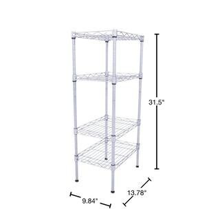 Karl home Silver 4-Tier Heavy Duty Steel Freestanding Garage Storage Shelving Unit (9.84 in. W x 31.5 in. H x 13.78 in. D) 302992573297