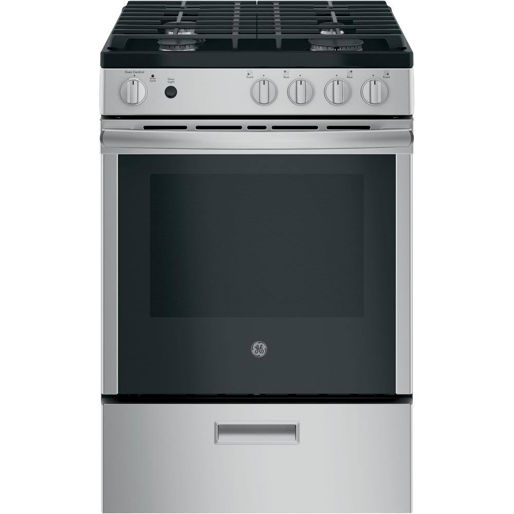 GE 24 in. 2.9 cu ft. Freestanding Gas Range in Stainless Steel JGAS640RMSS