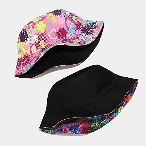 Reversible Printed Bucket Sun Hat， Packable Double-side-wear Fisherman Outdoor Cap Summer Beach Hats Many Patterns