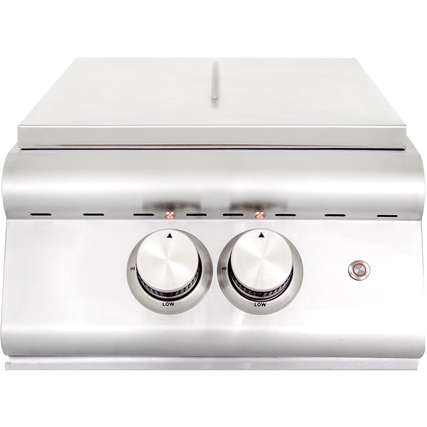 Blaze Premium LTE Built-In Natural Gas High Performance Power Burner W/ Wok Ring and Stainless Steel Lid