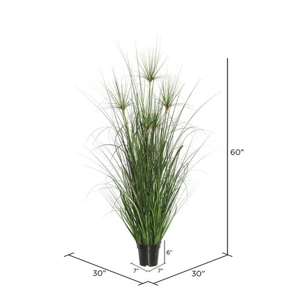 Vickerman 60 Artificial Potted Green Straight Grass and Cattails.