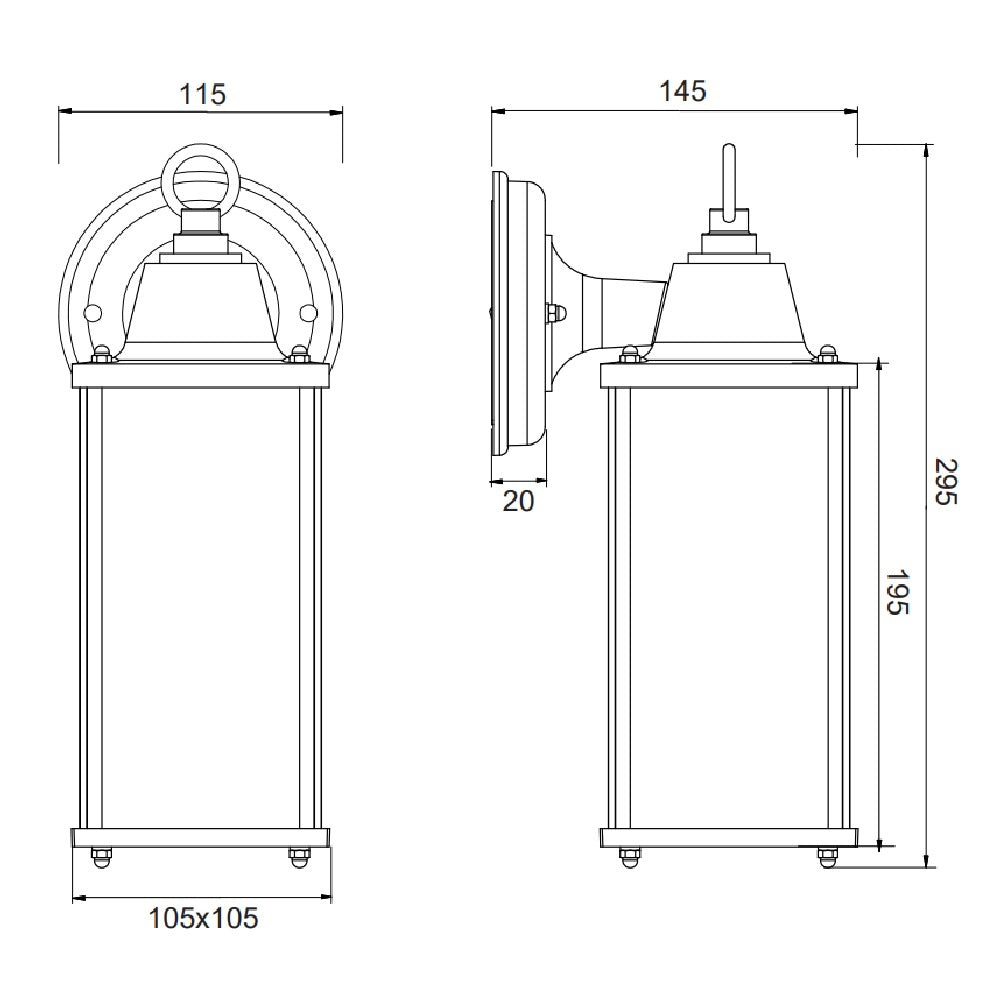 Britalia BR201960142 Anthracite Grey Outdoor Vintage Down Lantern Wall Light IP23