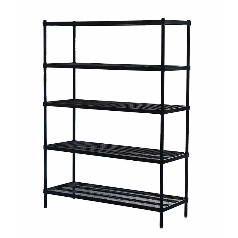 Design Ideas Meshworks 5 Tier Full-size Metal Storage Shelving Unit Rack， Black