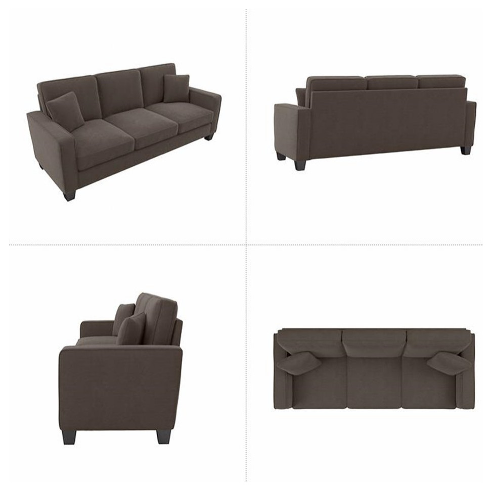 Stockton 85W Sofa in Chocolate Brown Microsuede   Sofas   by Homesquare  Houzz