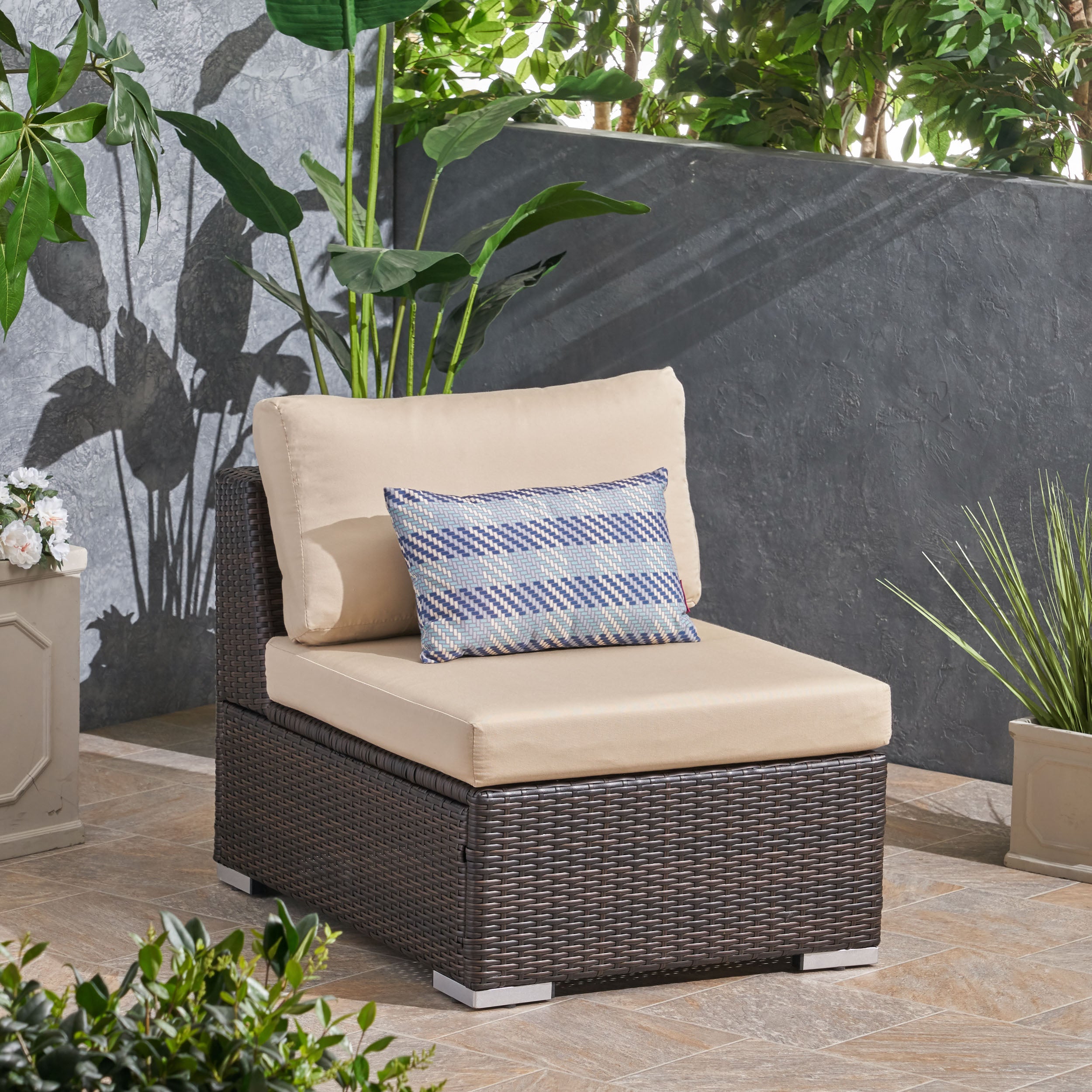 Francisco Outdoor Wicker Sectional Sofa Seat w/ Cushions