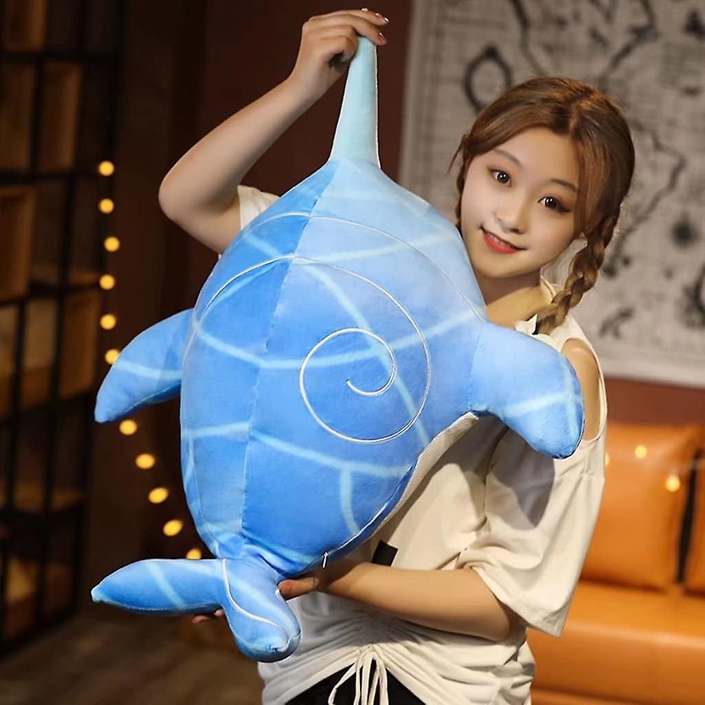 Genshin Impact Sky swallowing Blue Whale Plush Toy Doll For Hugging Pillow Decorations Cosplay，23.6 Inch   23.6inch