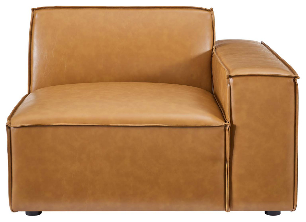 Restore Left Arm Vegan Leather Sectional Sofa Chair  Tan   Contemporary   Armchairs And Accent Chairs   by Modway  Houzz