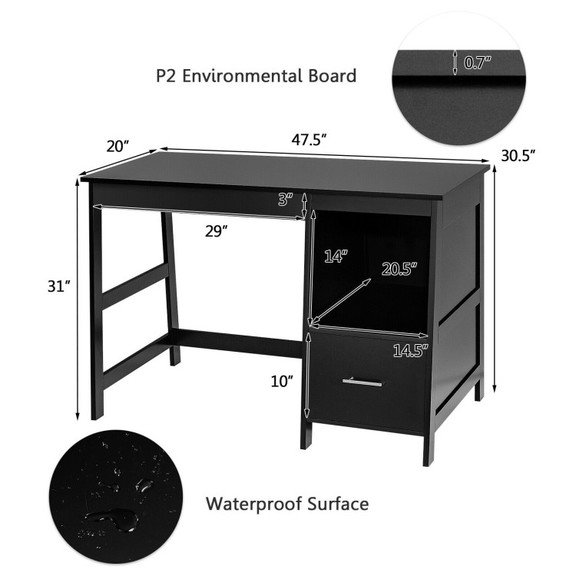 Costway 68750219 47.5 Inch Modern Home Computer De...