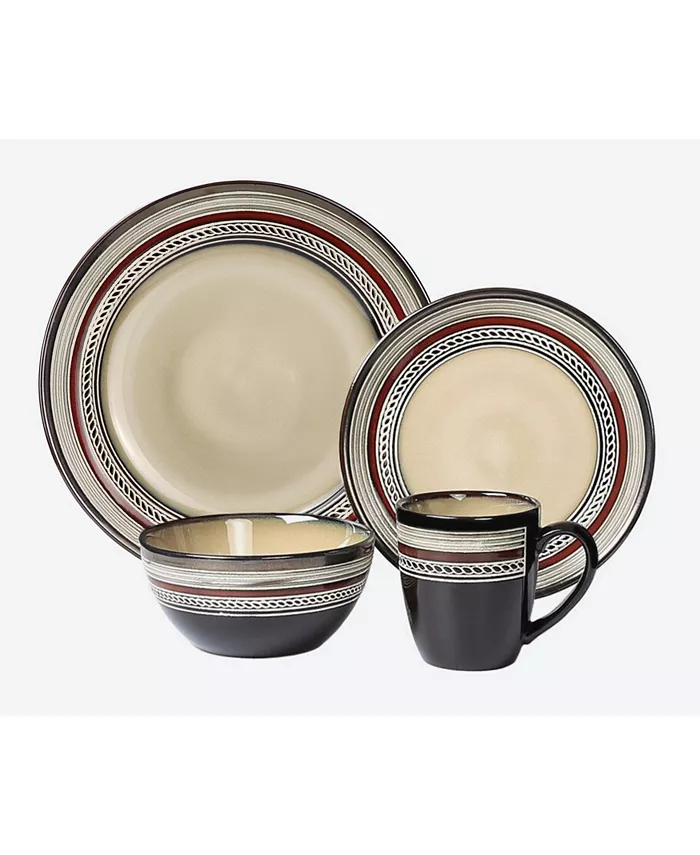 Lorren Home Trends 16 Piece Glazed Dinnerware