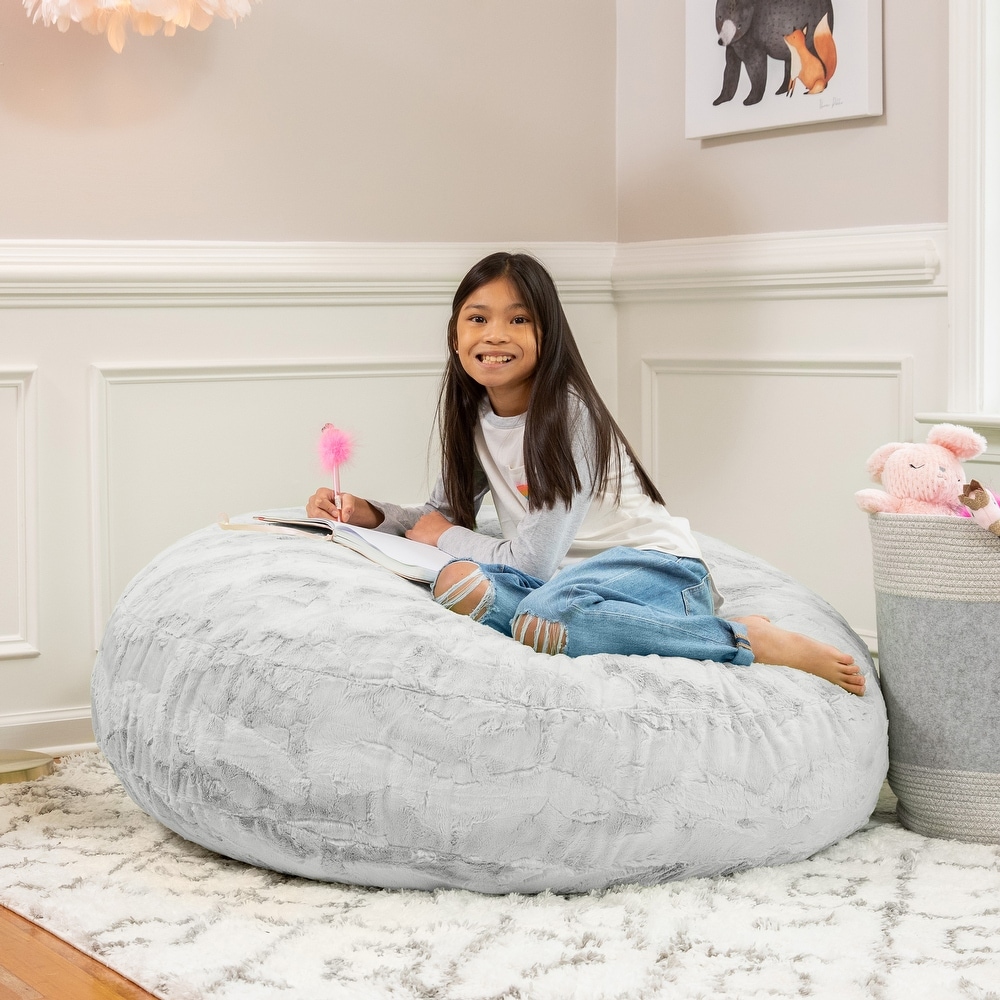 Jaxx Cocoon 4 Foot Kids Bean Bag Chair and Crash Pad   Faux Fur