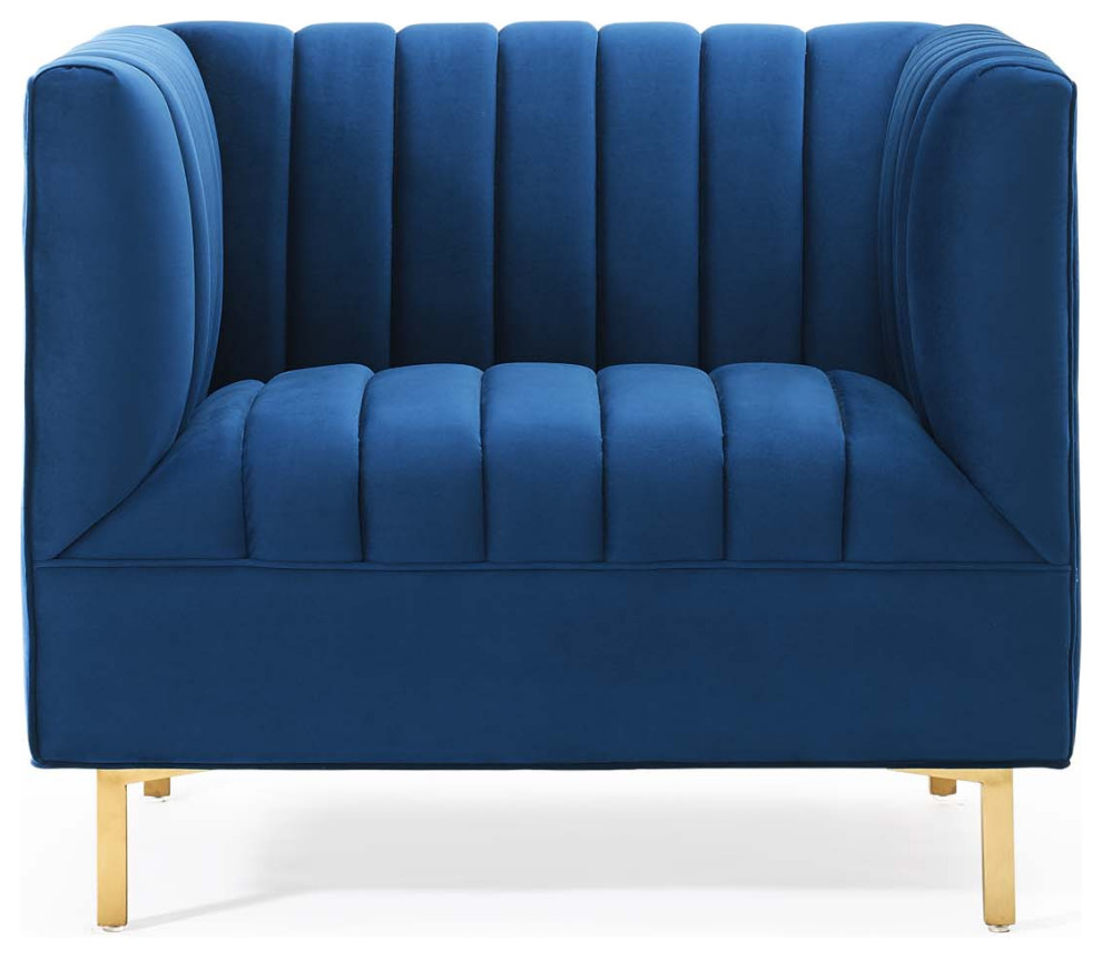 Shift Channel Tufted Performance Velvet Armchair   Contemporary   Armchairs And Accent Chairs   by ShopFreely  Houzz