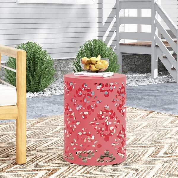 Metal end Table Outdoor Side Table for Patio，Concrete Side Table Tree Stump Side Table，Garden Stool Side Table