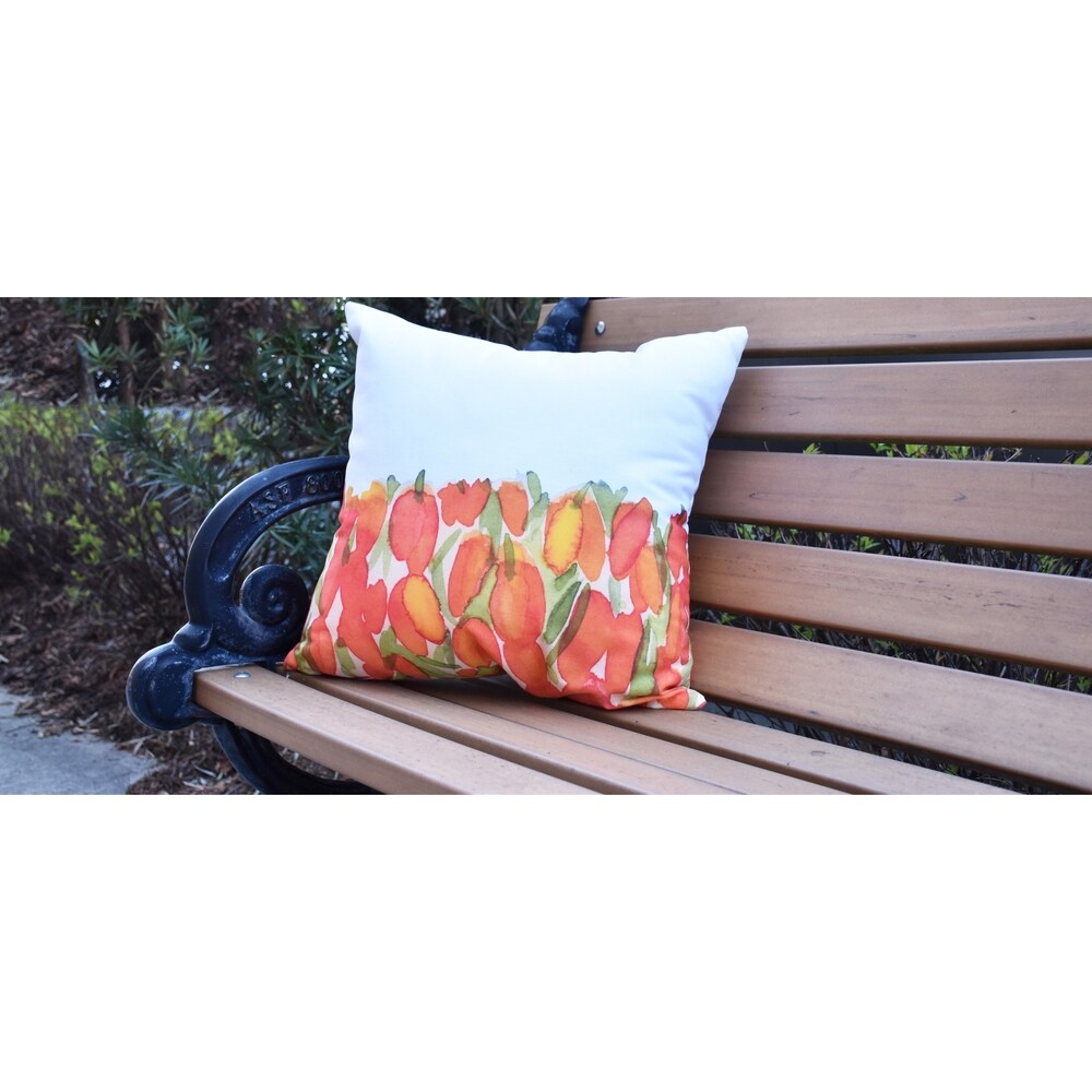 Sunset Tulip Garden 20 inch Floral Decorative Outdoor Pillow