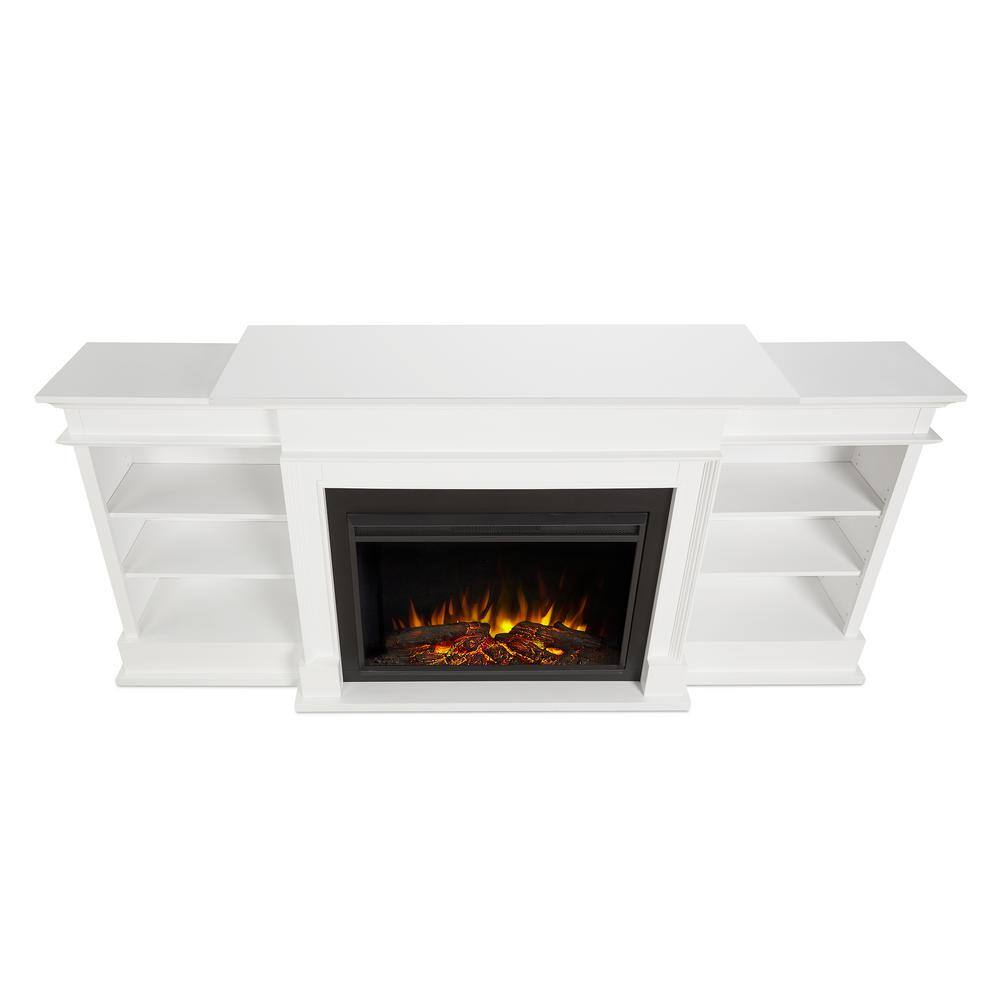 Real Flame Ashton Grand 92 in. Freestanding Electric Fireplace TV Stand in White 7190E-W