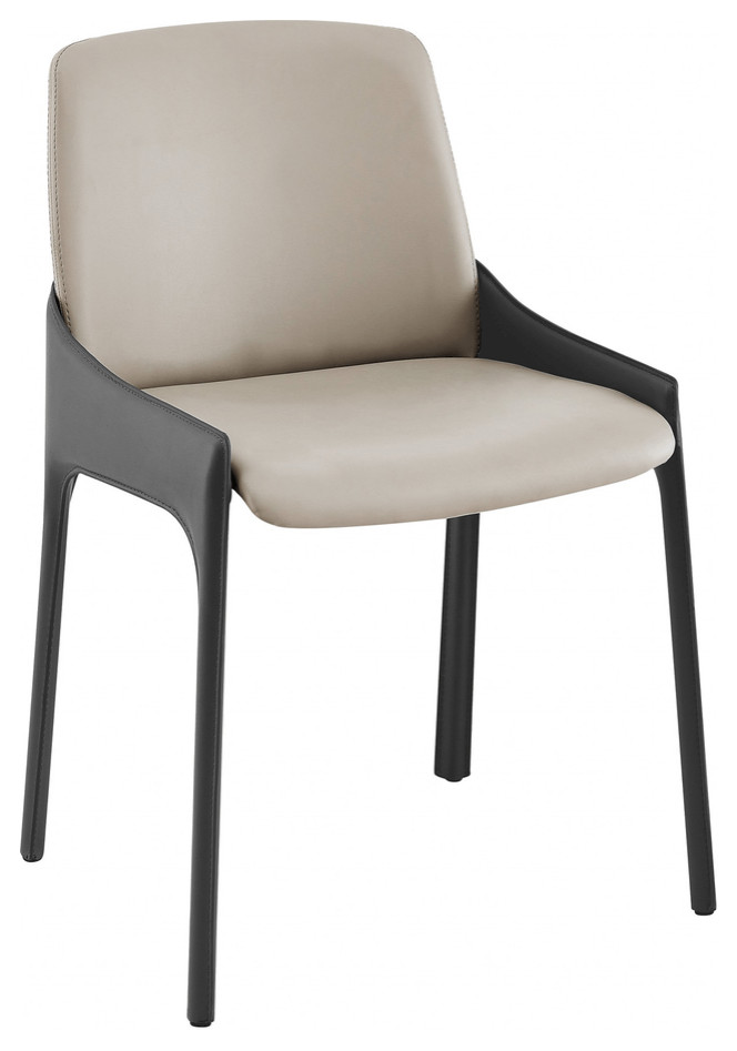 Set of Two Light and Dark Gray Faux Faux Leather Side Chairs   Contemporary   Dining Chairs   by HomeRoots  Houzz