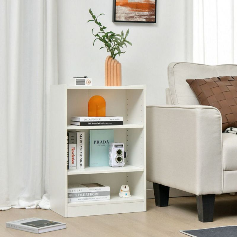 Hivago 3-Tier Bookcase Open Display Rack Cabinet with Adjustable Shelves-White