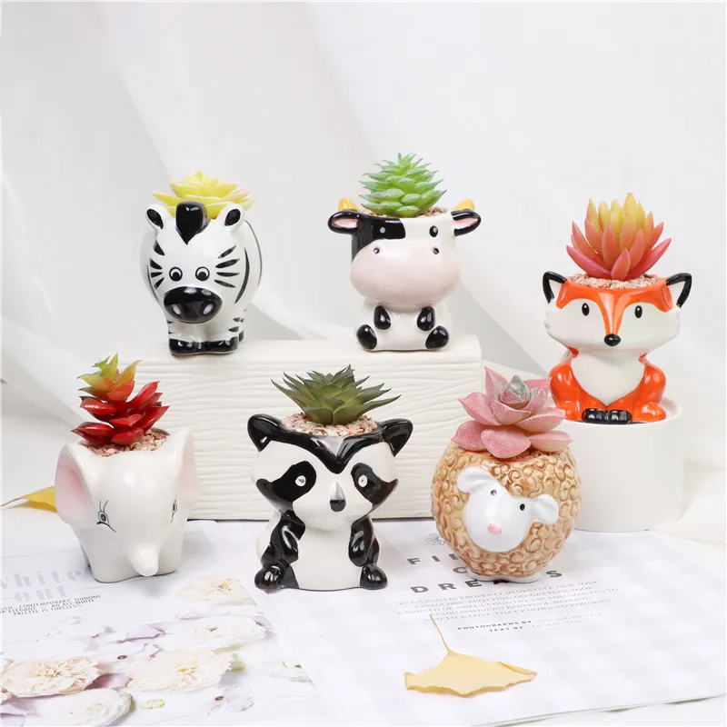 garden supplies ceramic pot for plants animal cat pig Angel bunny rat indoor flower pots office decoration gift planter/