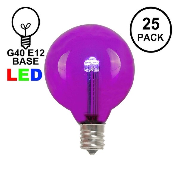 25 Pack G40 LED Outdoor String Light Patio Globe Replacement Bulbs，Warm White