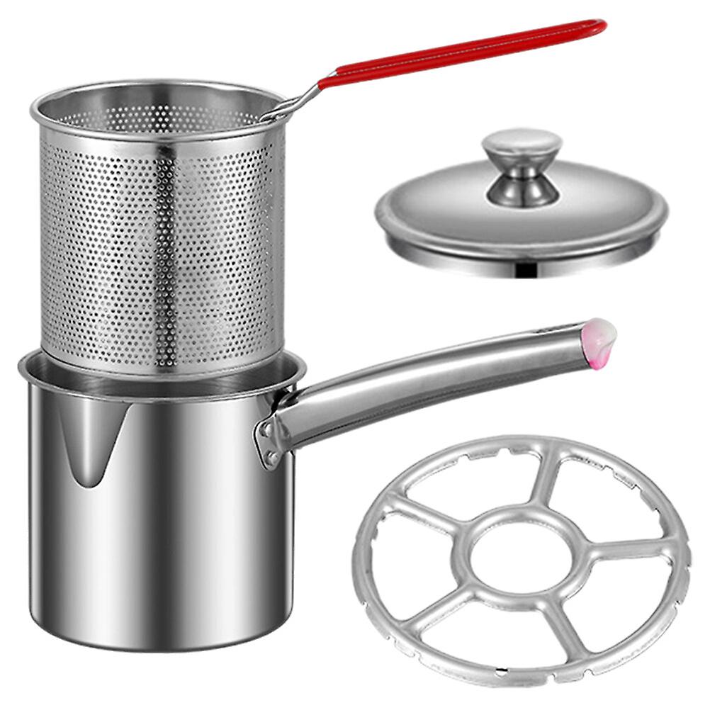 1 Set Kitchen Food Fryer Metal Frying Pot Household Deep Frying Pot Stainless Steel Fryer