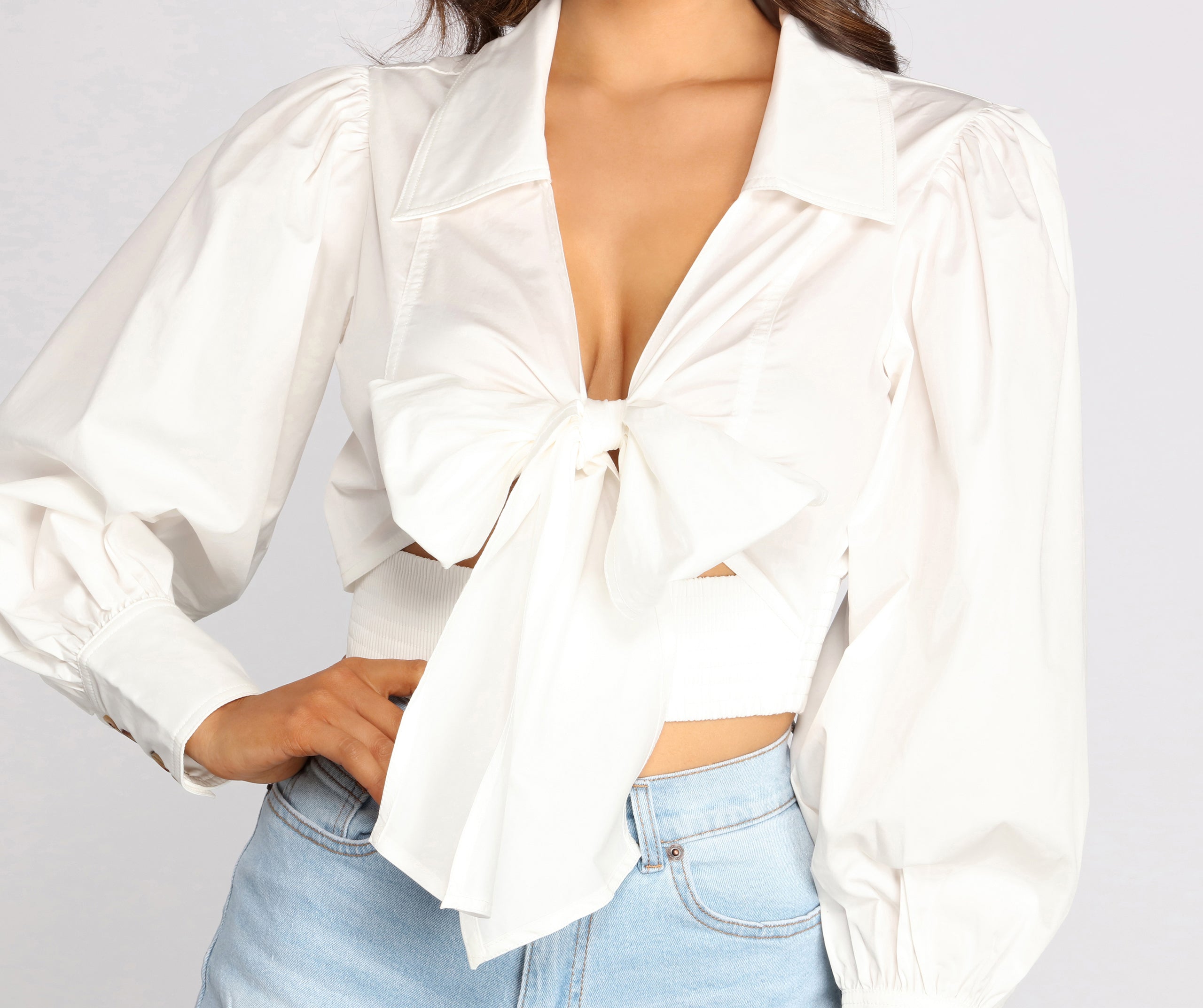 Classic Convertible Cropped Blouse