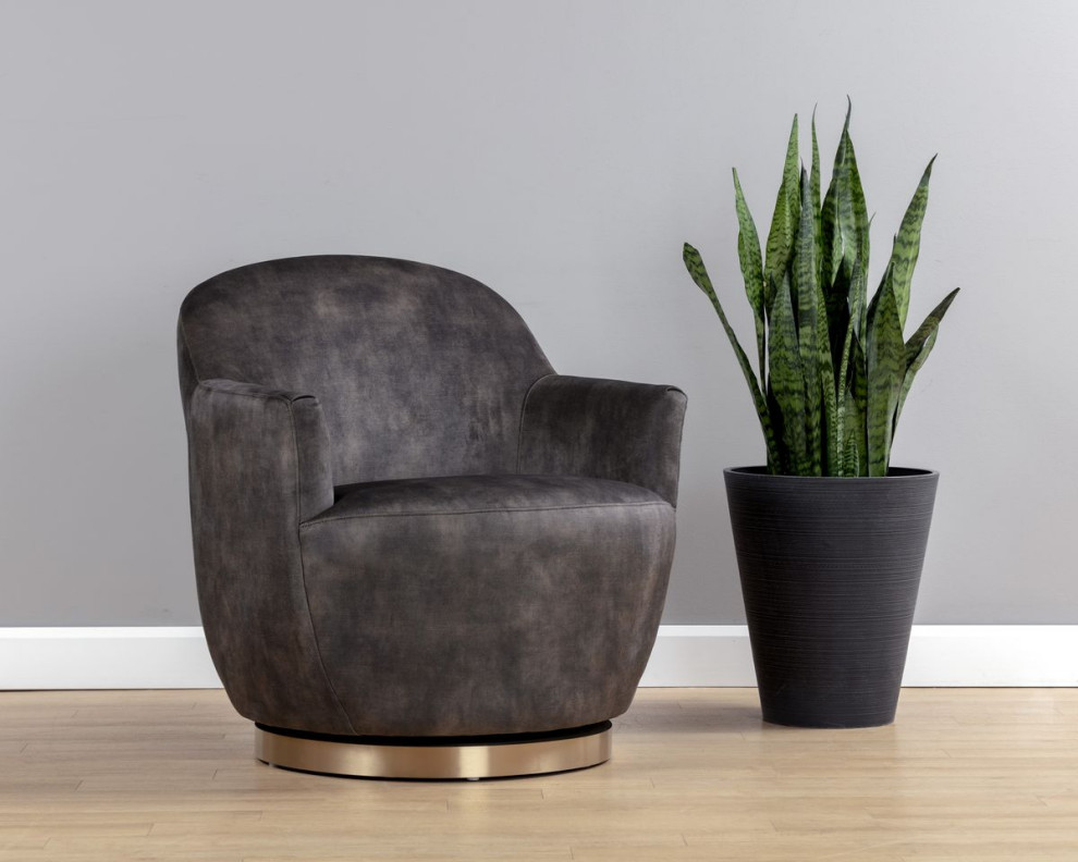 Sunpan Casey Swivel Lounge Chair   Nono Shitake   Contemporary   Armchairs And Accent Chairs   by Unlimited Furniture Group  Houzz