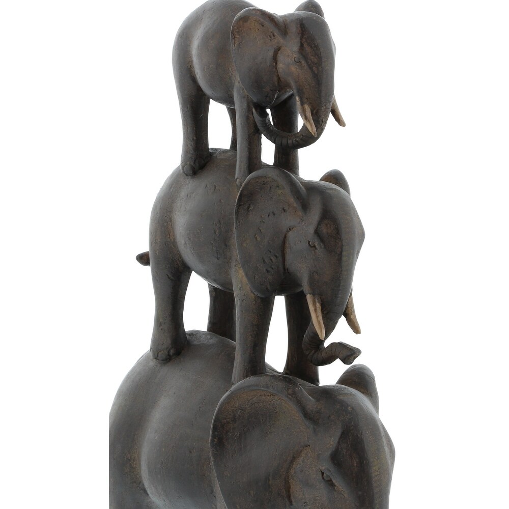 Brown Polystone Elephant Sculpture   10 x 3 x 4