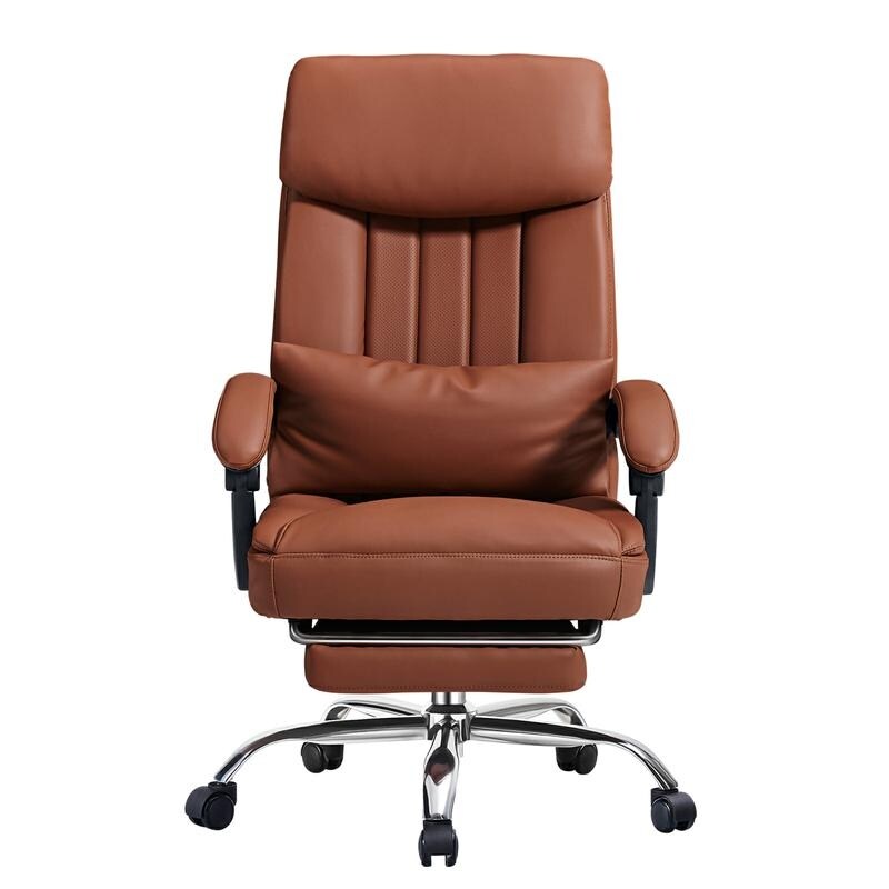 Executive Office Chair PU Leather Swivel Desk Chairs  Adjustable Height Reclining Chair with Padded Armrest and Footrest