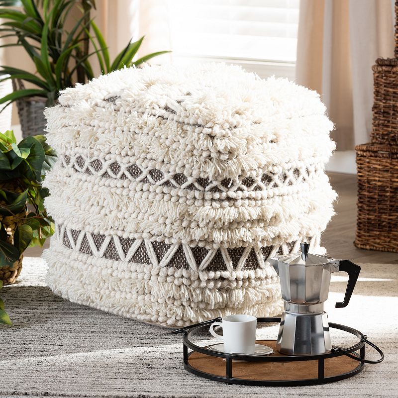 Baxton Studio Vesey Fringe Ottoman