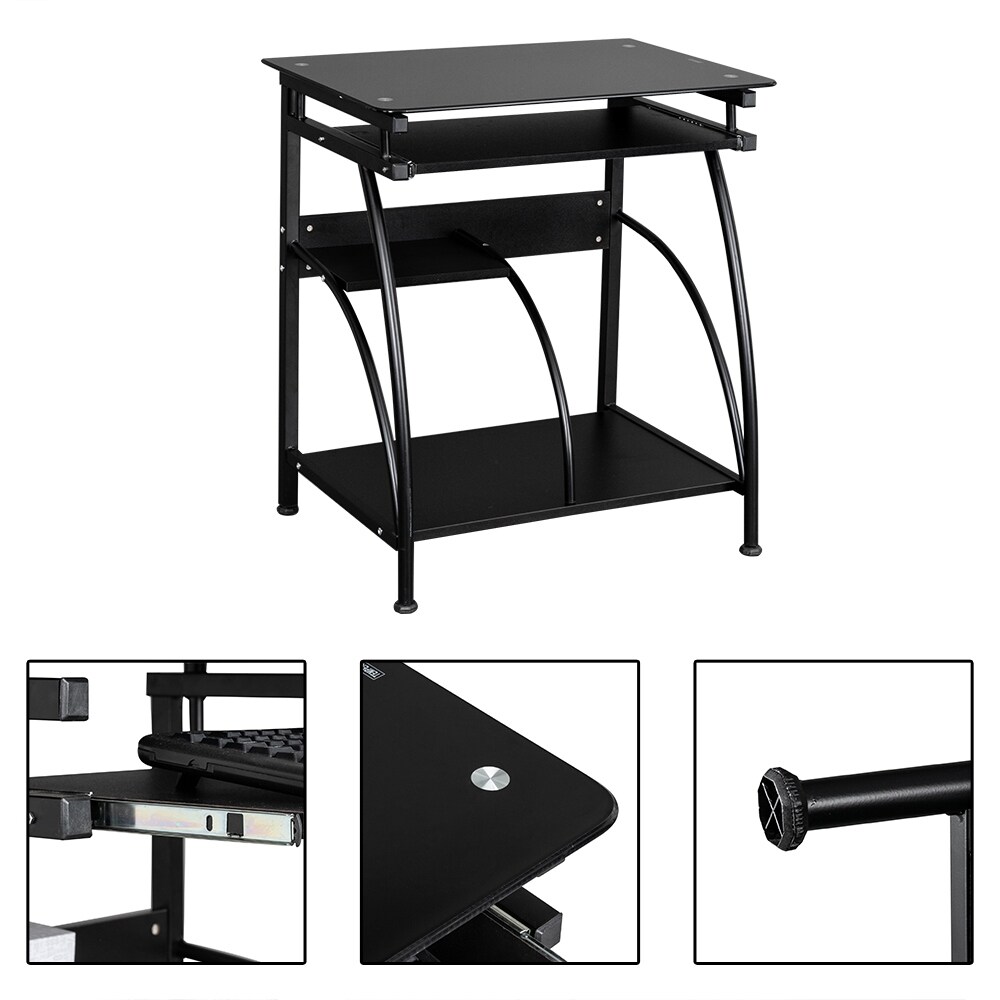 Exquisite Integrated Stalinite Computer Desk Black
