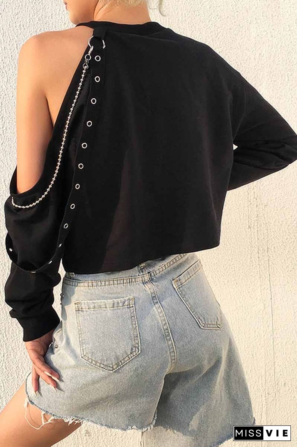 Long-sleeve Loose Off-shoulder T-shirt