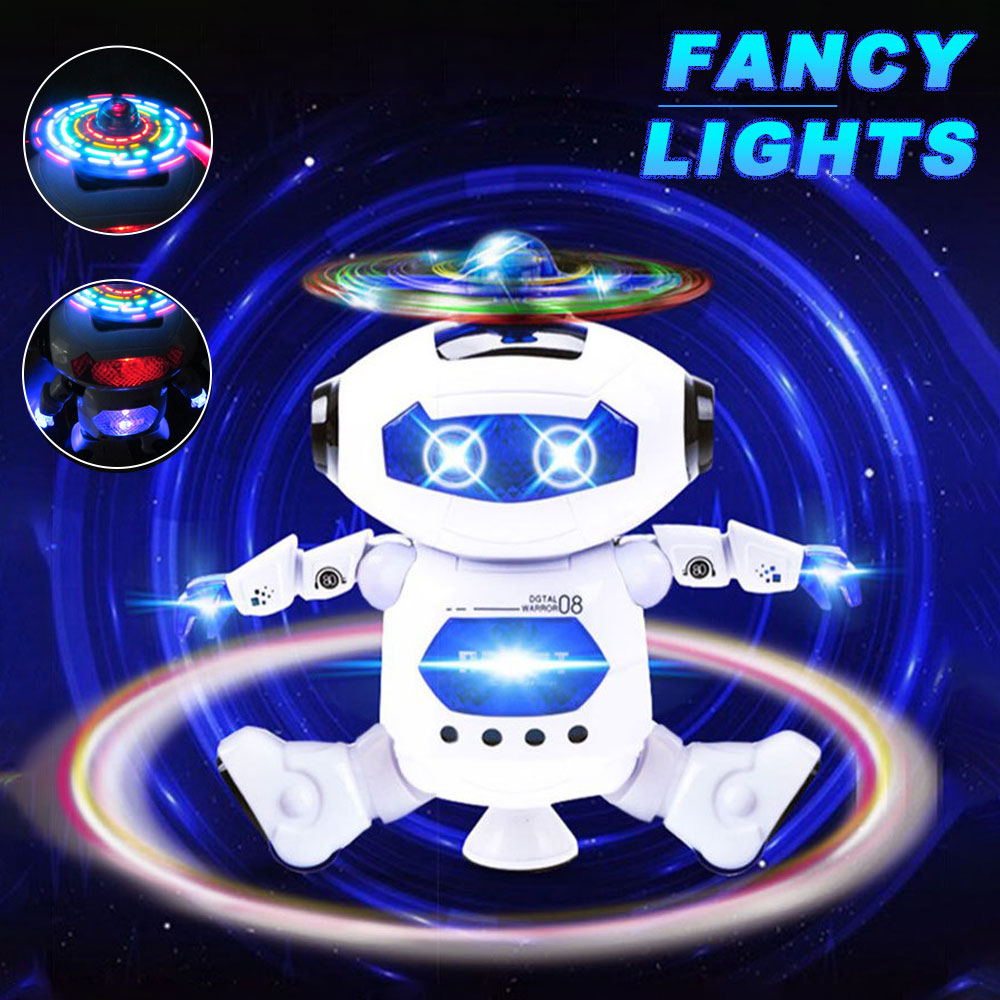 Walking Dancing Robot Toys for Toddlers Kids， 360° Body Spinning LED Lights and Music