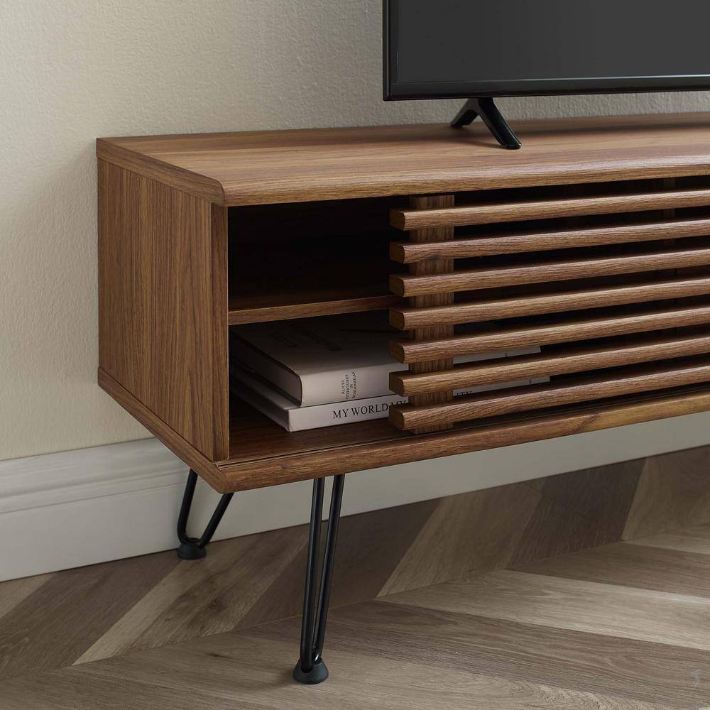 MODWAY Render 59 in. Walnut Media Console TV Stand Fits TV's up to 70 in. EEI-4587-WAL