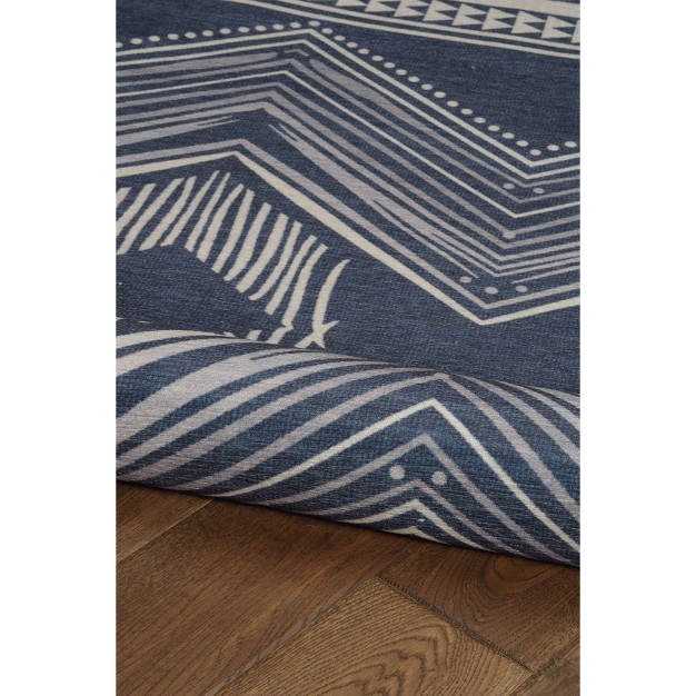 Lyerly Washable Outdoor Rug Navy ivory Linon