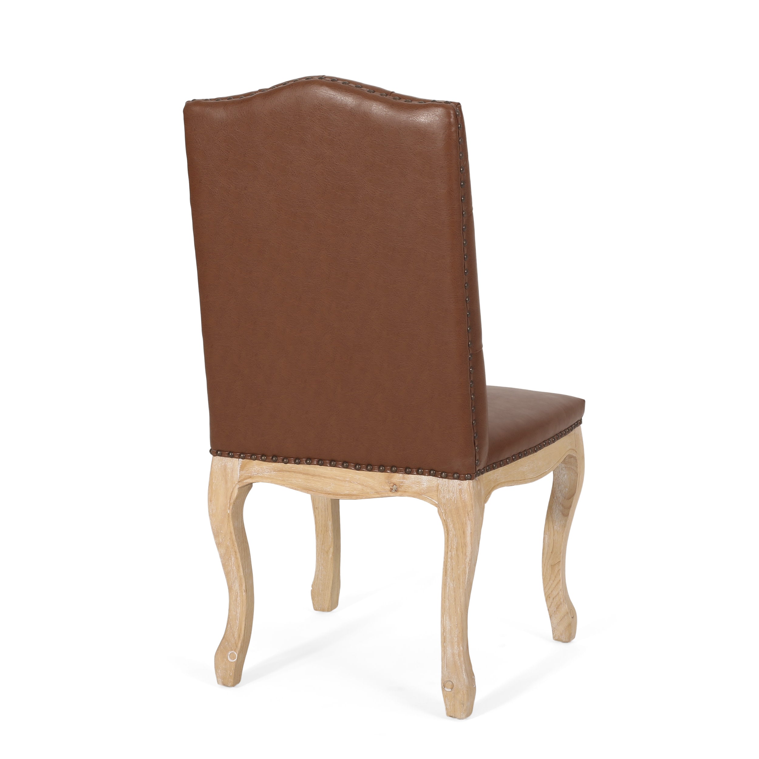 Noble House Lucy Faux Leather Dining Chair， Set of 2， Cognac Brown， Natural